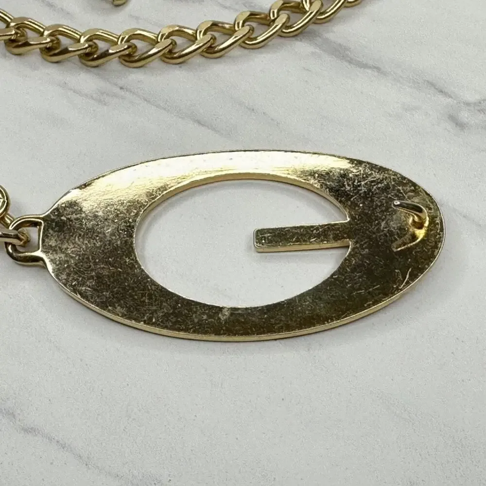 Guess Curb Chain Link Belt One Size (OS) Gold Tone G Logo Designer Y2K ✨